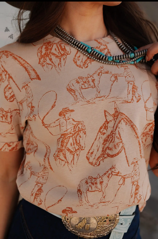 Roped A Peach Tee